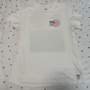 Roots White Tee with Pink Graphic